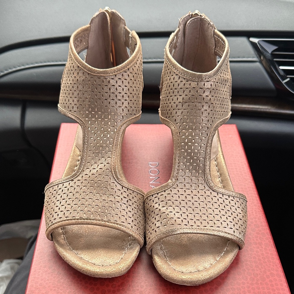 Donald J. Pliner Perforated Light Bronze Sandals